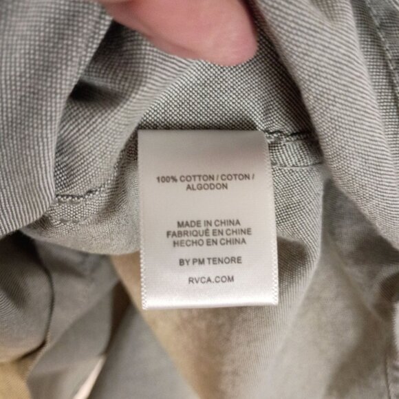 RVCA Mens Slim Fit Long Sleeve Oxford Shirt Gray Cotton Button Down Size L - Picture 4 of 10
